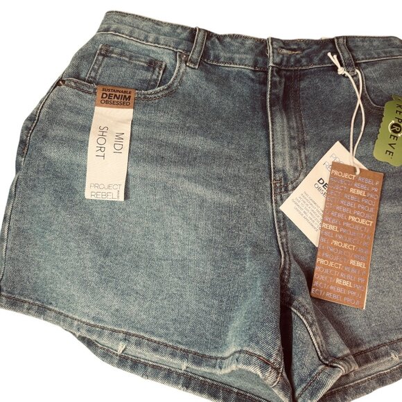 Project Rebel Women's Sustainable Denim Midi Shorts Blue.Size 11 - Picture 2 of 8